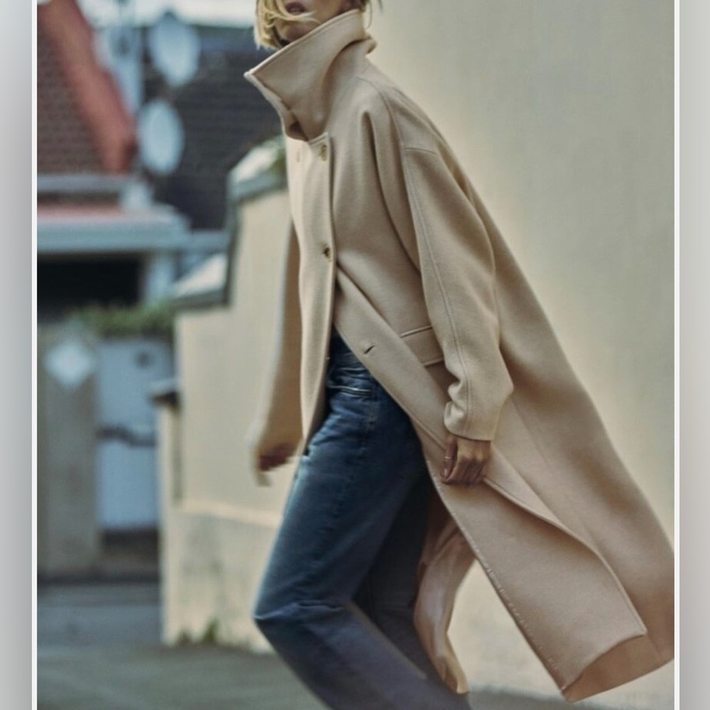 Zara Wool Beige Coat size L